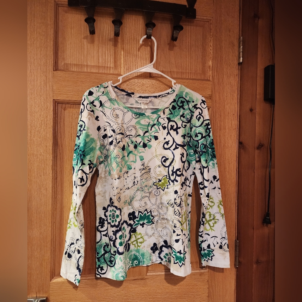 Christopher & Banks Long sleeve, printed T. Size M. Brand new, no tags.